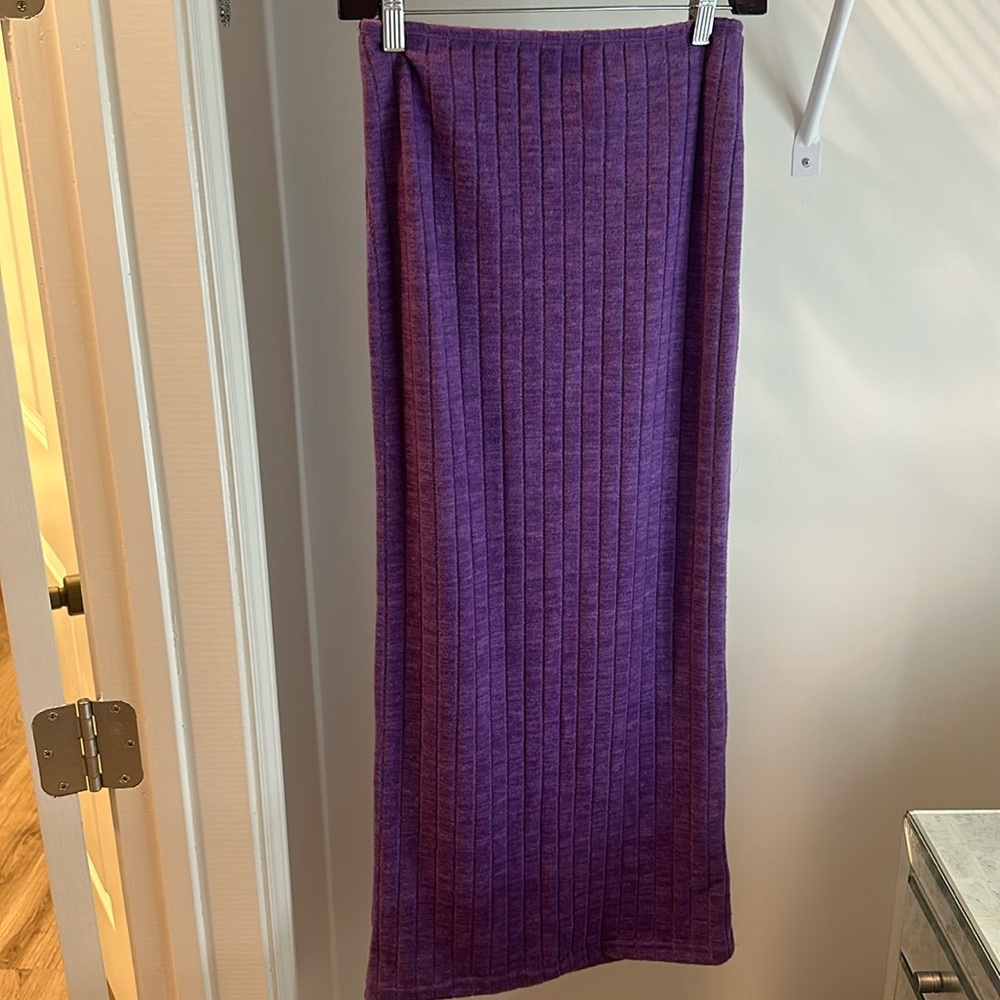 Purple Ribbed Maxi Skirt
